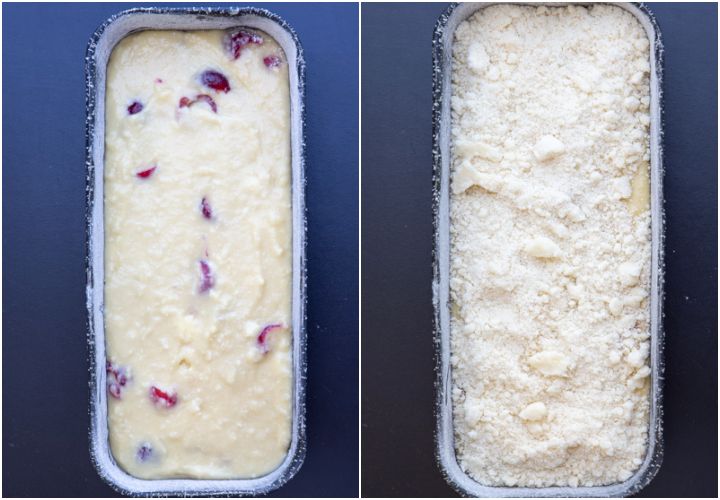 two pans filled with food sitting next to each other