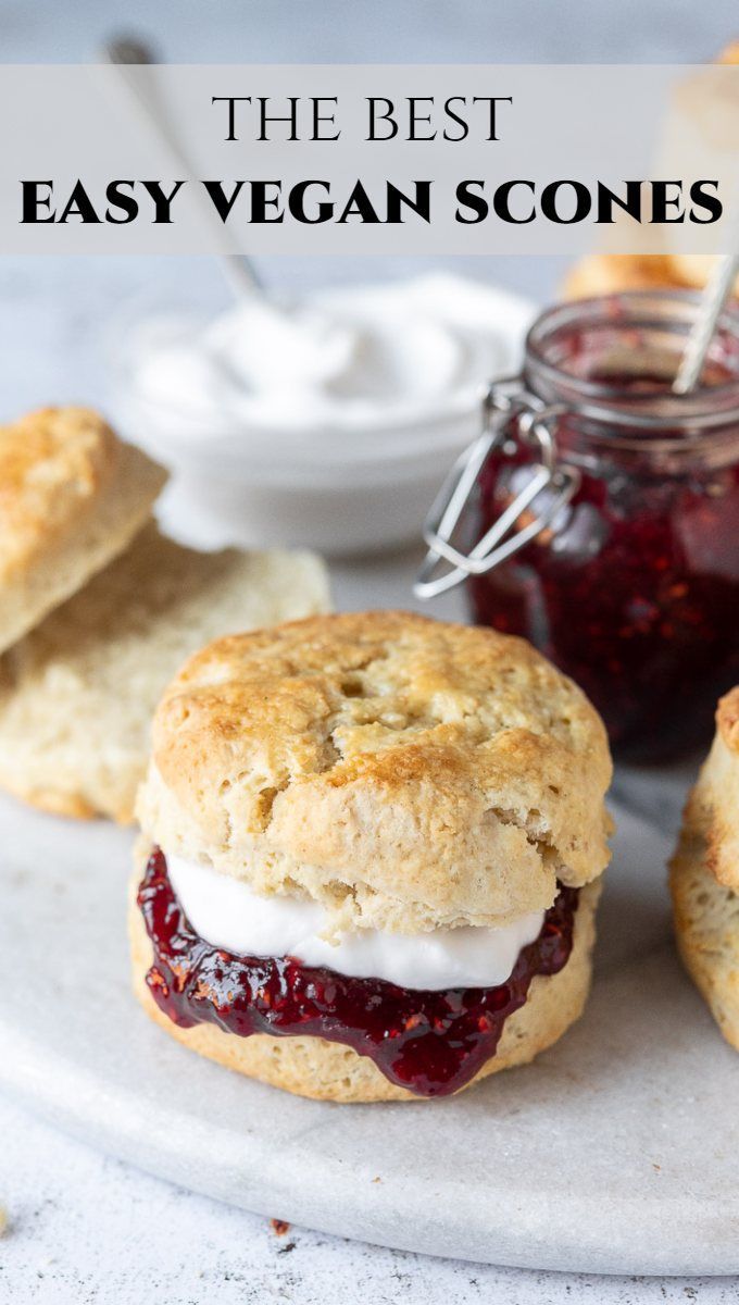 the best easy vegan scones are made with biscuits, jam, and butter