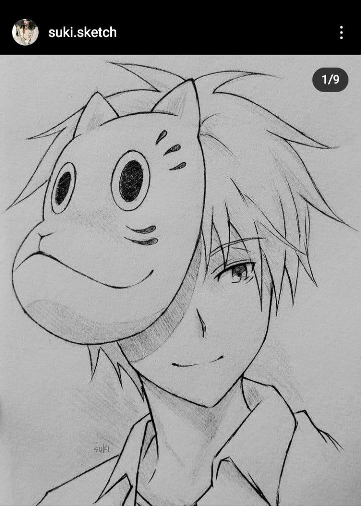 a drawing of an anime character with big eyes