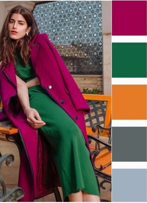 Fashion Color Combos, Outfit Color Combinations, Dress Trending, Combination Dresses, Green Color Combinations, Colour Combinations Fashion, Color Combos Outfit, Look Rose, Color Blocking Outfits