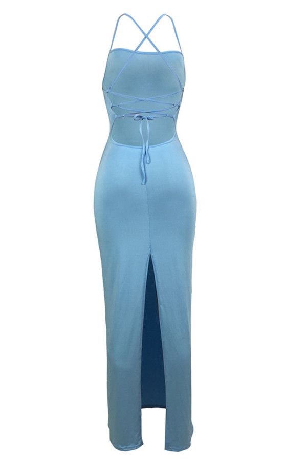 Casual Backless Baby Blue Qmilch Ankle Length Dress_DRESSES_KnowFashionStyle | Wholesale Shoes,Wholesale Clothing, Cheap Clothes,Cheap Shoes Online. - KnowFashionStyle.com Fitted Blue Dress With Side Slits, Blue Fitted Dress With Side Slits, Blue Stretch Maxi Dress With Side Slits, Fitted Light Blue Maxi Dress For Night Out, Light Blue Fitted Maxi Dress For Night Out, Fitted Blue Midi Dress With Side Slits, Fitted Blue Dresses With Split Design, Fitted Blue Dress With Split Design, Blue Party Dress With Split Design