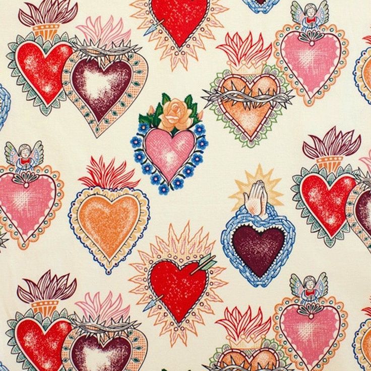 the back side of a fabric with hearts on it