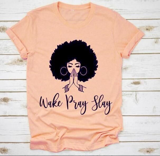 wake pray slay graphic christian statement shirt Wake Pray Slay, Style Africain, Statement Shirt, Fashion Graphic, Direct To Garment Printer, Graphic Tees Women, Black People, Shirt Price, Black Tee