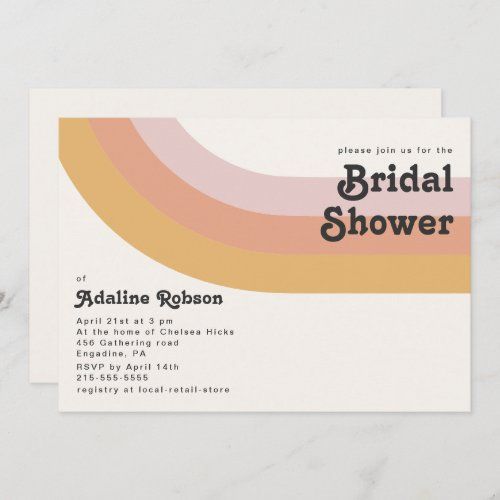 the bridal shower business card is shown on a marble surface with an orange, pink and