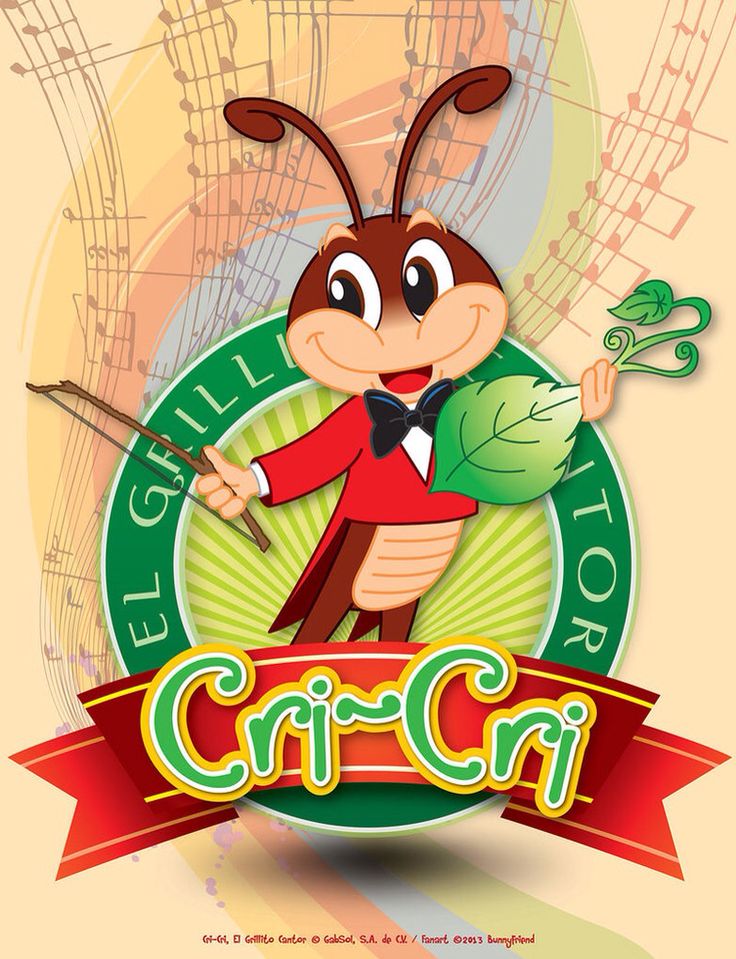 a cartoon character holding a green leaf in front of music notes and the words critter