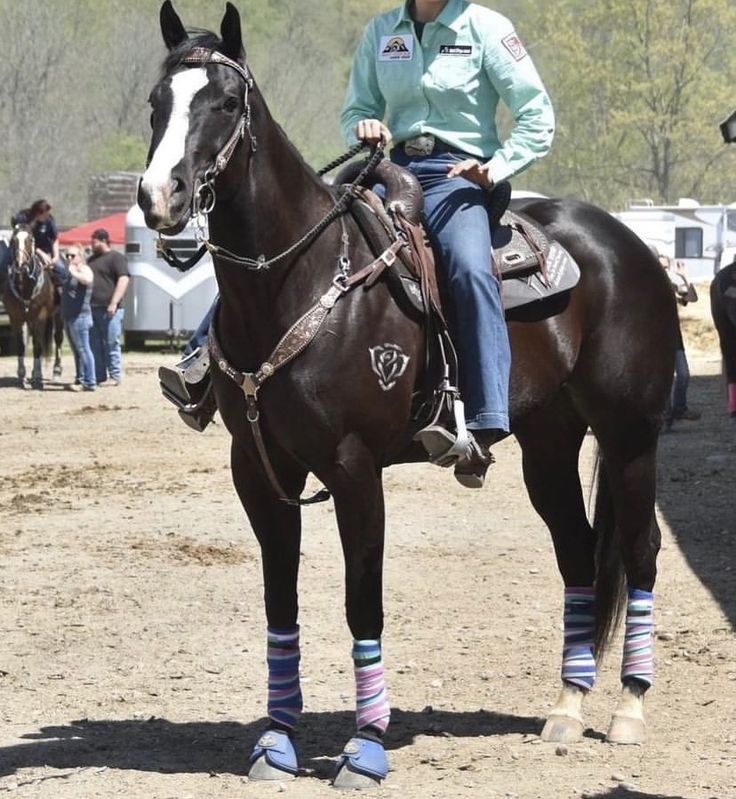 a woman riding on the back of a brown horse