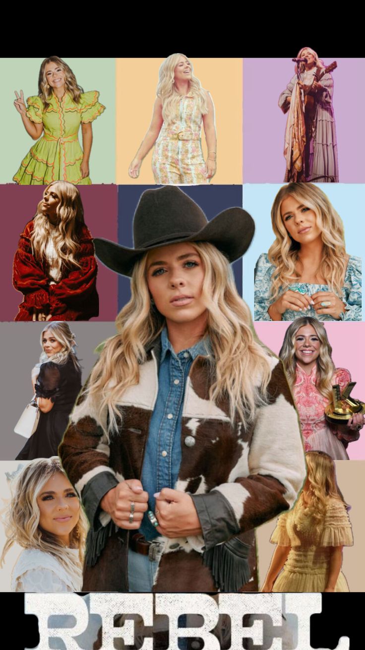 a collage of photos with the words rebel on it and images of women in cowboy outfits