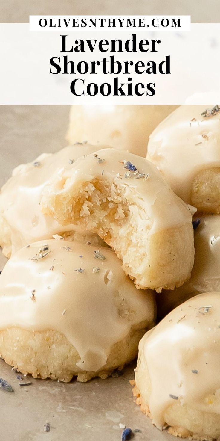 lavender shortbread cookies with icing on top