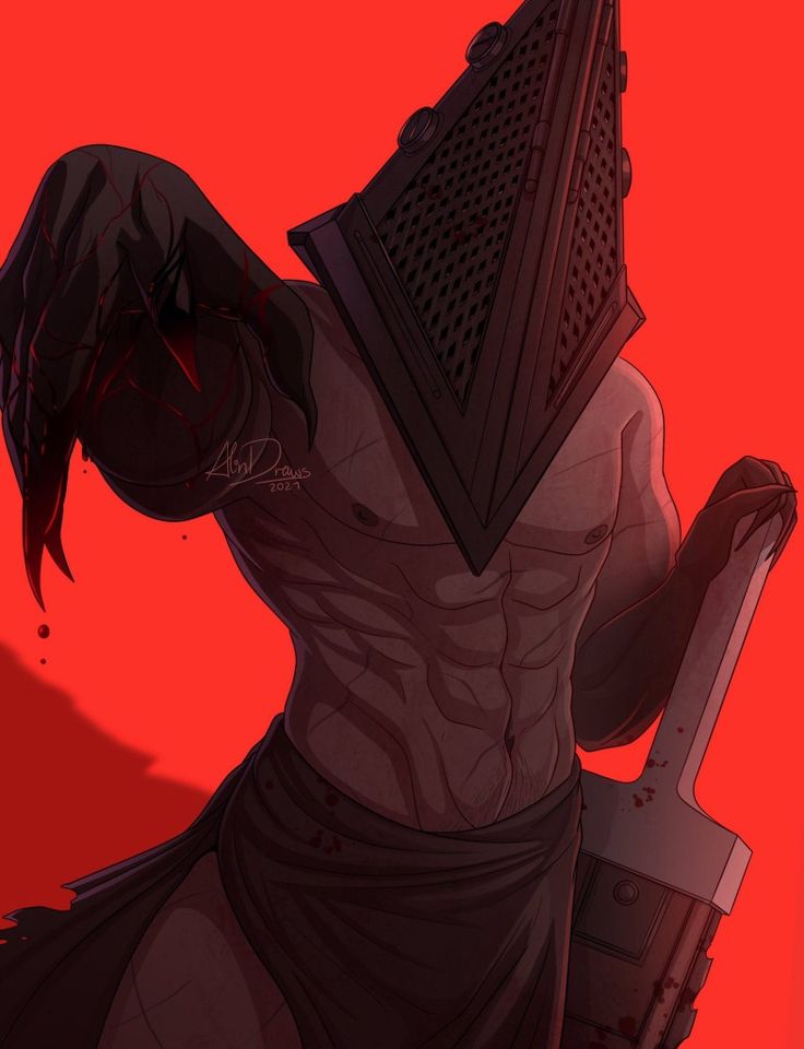 Pyramid Head Fanart, Silent Hill Art, Pyramid Head, Scary Movie Characters, Horror Villains, Horror Movie Art, Masked Man, Silent Hill, Horror Characters