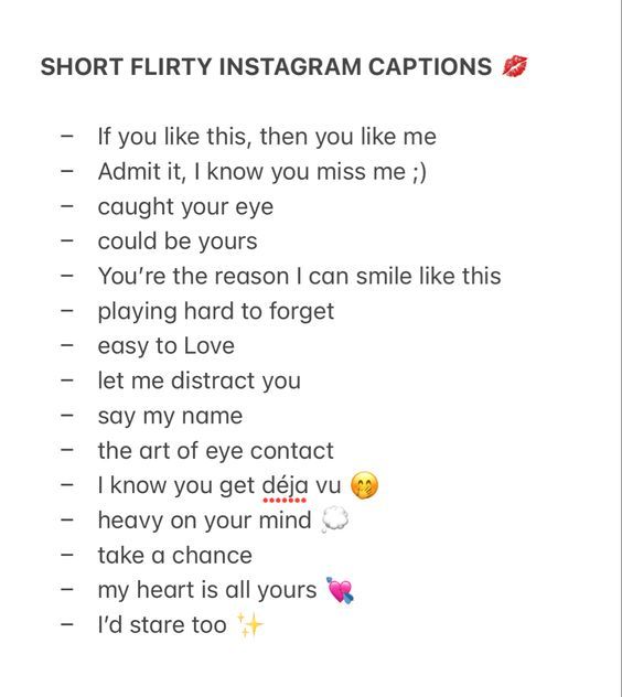 Instagram captions short/flirty 💋 Flirty Captain For Instagram, Flirting Instagram Captions, Ig Captions Short Sassy, Flirty Bios For Instagram, Hot Instagram Captions Ideas, Flirty Ig Notes, Flirty Short Captions, Flirting Captions For Instagram, Lovely Captions Instagram