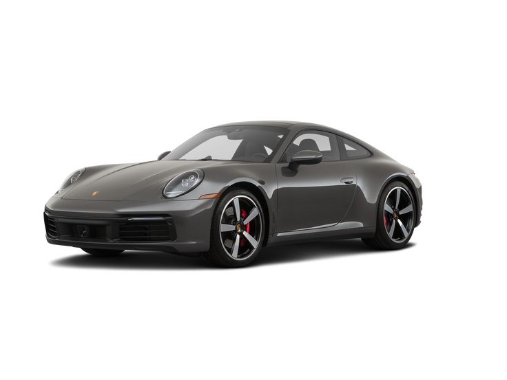 a gray porsche sports car on a white background