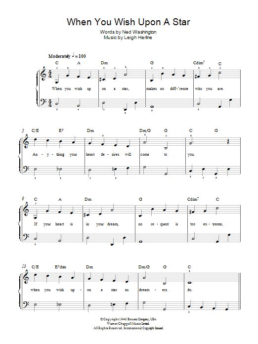 sheet music with the words when you wish upon a star