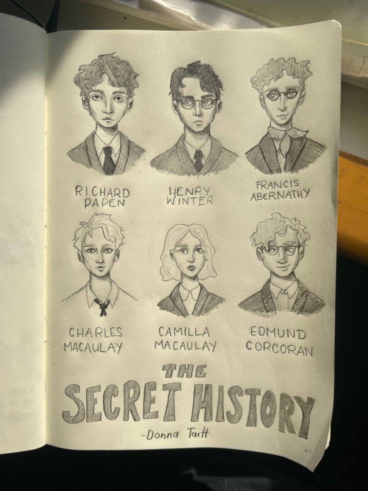 an open book with some drawings of people on it