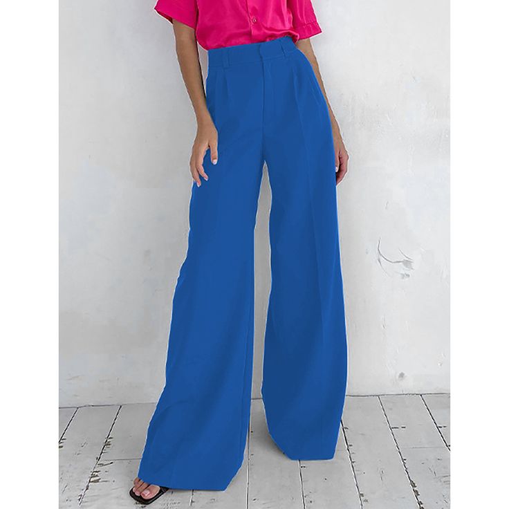 Blue High Waisted Draped Wide Leg Pants Leg Pants, Wide Leg Pants, Wide Leg, High Waisted, Pants, Blue