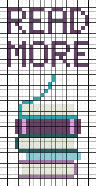 a cross stitch pattern with the words feed more on it and a cake in the middle