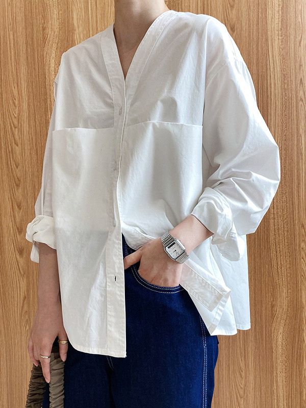 Sku CY-!63768 Material Dacron Style Loose Feature Solid Color Neckline V-neck Occasion Going out , Casual , Urban , Simple Seasons Spring , Autumn Type Blousesshirts Tops Color BLUE,WHITE Size M,L Please consult the size chart we provide for this item's measurements to help you decide which size to buy.Please note: There may be 1-3cm differ due to manual measurement. CMINCH Bust Shoulder Length M 120 53 66 L 124 55 67 Trench Coat Dress, Pocket Blouse, Button Blouse, Casual Long Sleeve Shirts, School Motivation, Medical School, V Neck Blouse, White Shirts, Blue Blouse