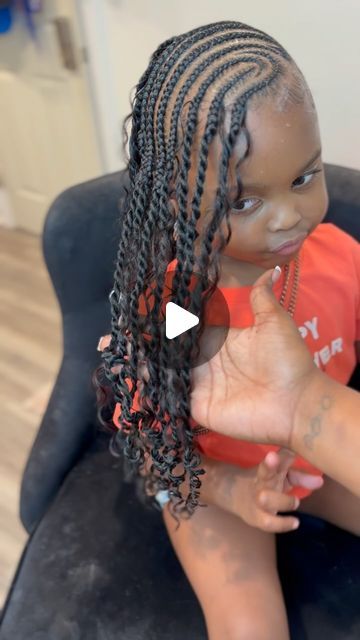 Baltimore Hairstylist on Instagram: "😍 no words 😀 #girlhairstyles #kidsbraids #littlegirlhairstyles #baltimorekidsbraids #dmvkidsbraids #cute" Toddler Braid Styles Natural Hair, Kid Styles Braids, Lil Girl Hairstyles Black Natural, Kids Braids With Curls, Lil Kids Braiding Hairstyles, Toddler Girl Braided Hairstyles Black, Kids Lemonade Braids With Beads, Toddler Lemonade Braids, Toddler Box Braids For Kids