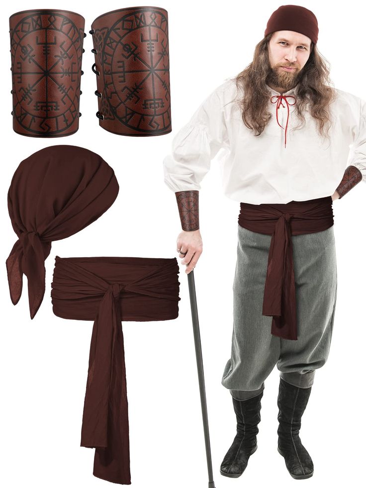 PRICES MAY VARY. Pirate Dress: the pirate accessories for adults include 2 pieces of leather armor bracers, 1 pieces of pirate head scarf and a long belt, a complete medieval pirate outfit Universal Size: the pirate bandana measures about 54 x 54 cm/ 21.26 x 21.26 inches, the pirate sash is about 300 x 23 cm/ 118.11 x 9.06 inches, and the arm cuffs are approx. 18 x 13 cm/ 7.09 x 5.12 inches; The wrist guards can be adjusted according to your arm size through the rope, comfortable fit most men and women Cool Design: our leather gauntlet wristband is made of quality artificial leather, printed with Vegvisir symbol, runic compass design, vintage and delicate; And the large sash and bandana are made of cotton fabric in solid color, comfortable to touch, not easy to tear, durable and lasting Co Leather Arm Armor, Pirate Head Scarf, Pirate Sash, Pirate Costume Accessories, Pirate Themed Birthday Party, Pirate Bandana, Pirate Dress, Leather Gauntlet, Female Pirate Costume