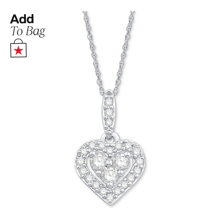 in stock Macy's Jewelry With Brilliant Cut For Anniversary, White Diamond Heart Necklace For Anniversary, Macy's Diamond Cut Jewelry For Anniversary, Diamond White Double Heart Jewelry With Prong Setting, Valentine's Day Jewelry With Round Cut Diamond Accents, Valentine's Day Jewelry With Diamond Accents And Round Cut, Macy's Jewelry With Pave Setting For Anniversary, Double Heart Diamond Ring With Prong Setting, Classic Double Heart White Gold Jewelry