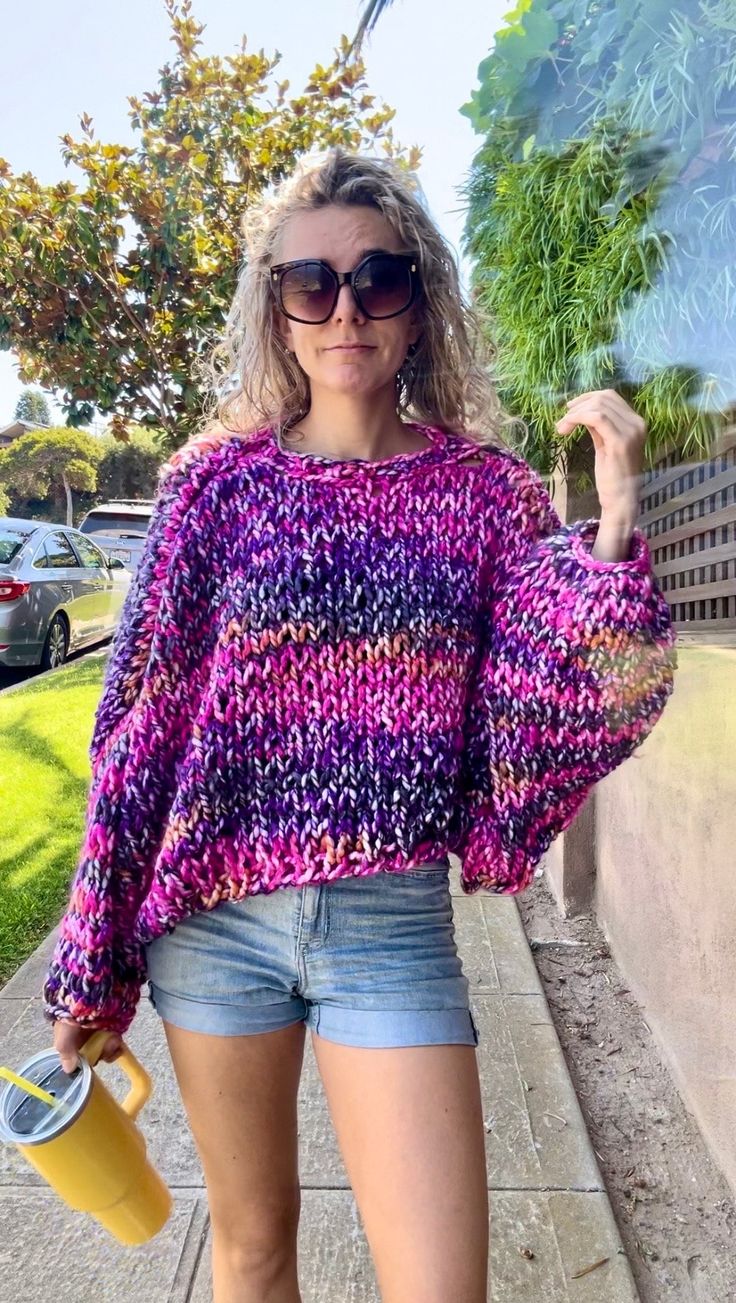 Bulky Sweater, Sweater Colorful, Bulky Sweaters, Poncho Knitting Patterns, Dolman Sweater, Sweater Chunky, Pull Oversize, Slouchy Sweater, Sweater Oversized