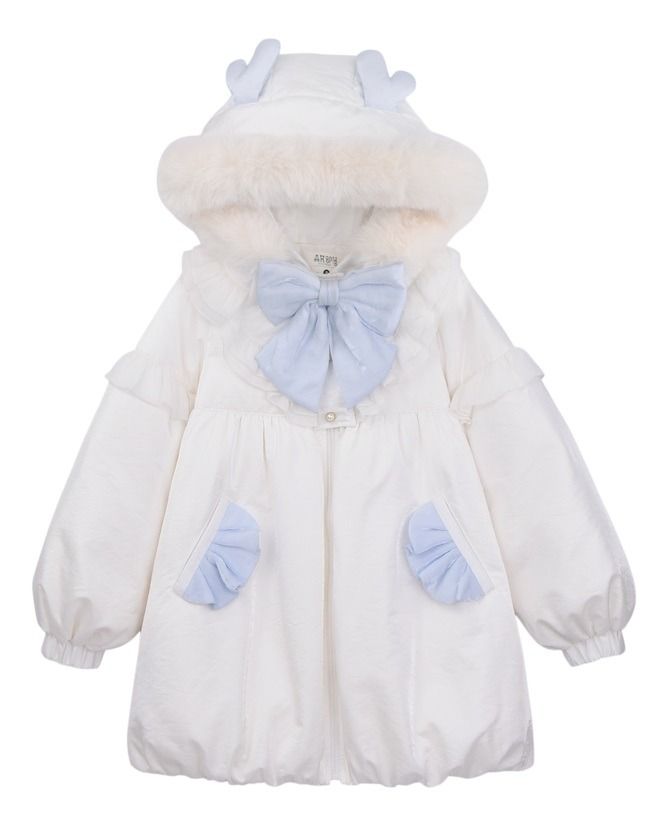 Bunny Jacket, Winter Witch, Kawaii Blue, Kawaii Sweater, Blue Clothes, Jirai Kei, Cute Coats, Fluffy Bunny, Duck Down Jacket