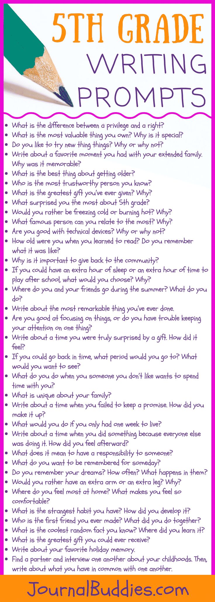 the 5th grade writing prompts