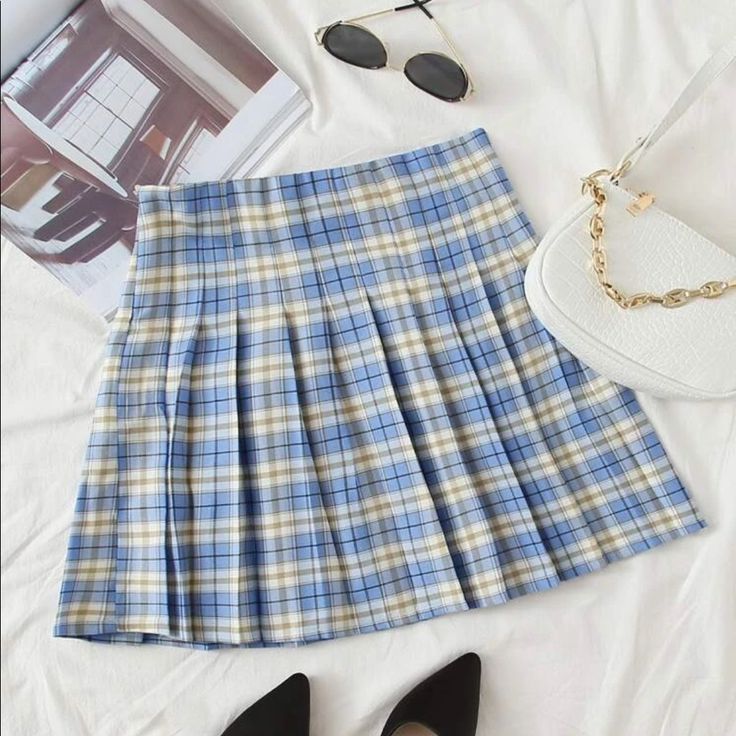 Brand New- Never Worn Shein Size 4x (20) No Stretch. Side Zip. Tartan Pleated Skirt, High Low Maxi Skirt, Shein Skirts, Tartan Mini Skirt, Light Blue Plaid, Black Jean Skirt, Mini Pleated Skirt, Tan Skirt, Distressed Denim Skirt