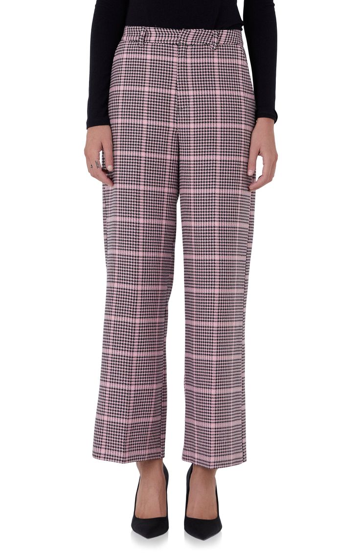 A cheery shade of pink updates the houndstooth check of high-waist pants that exemplify a softer approach to corner-office attire. 60% polyester, 40% rayon Hand wash, dry flat Imported Corner Office, Shade Of Pink, High Waist Pants, Office Attire, Waist Pants, High Waisted Pants, High Waist, Nordstrom, Hand Wash