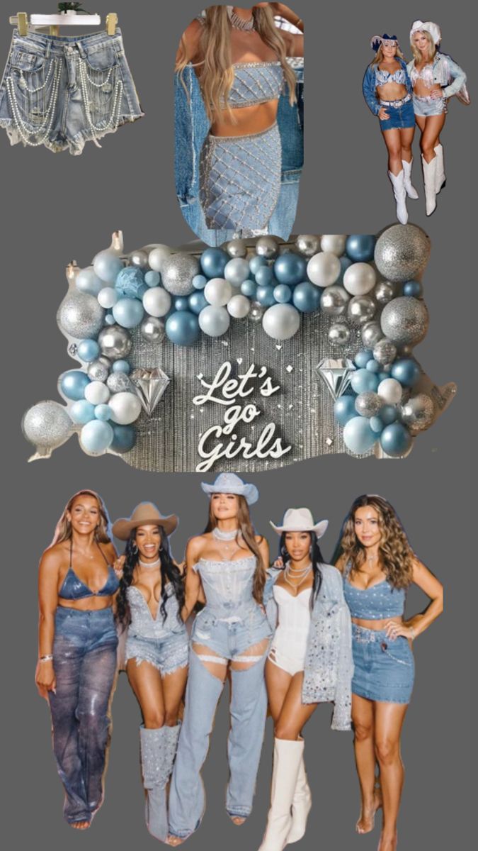 Denim Bachelorette Party, Denim Cowgirl Outfit, Denim And Diamonds Party Outfit, Bachelorette Outfit Themes, Denim Cowgirl, Bachelorette Inspo, Nashville Bachelorette Party, Cowgirl Bachelorette, Denim And Diamonds