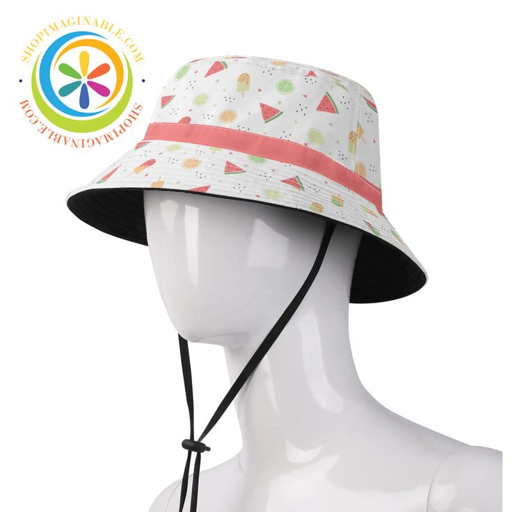 This unisex bucket hat is perfect for everyone looking for protection from the sun while staying stylish and comfortable. The lightweight and breathable design makes it ideal for beachside, poolside, cottage, or everyday wear. With a fun and quirky watermelon and popsicle print, this hat adds a splash of color to any outfit, allowing you to live life in full color. Perfect for any occasion, this bucket hat is a must-have accessory for those who love to stand out and have some fun in the sun. We create Funky Hats for EVERYONE which look amazing all the time...Wear them out for any occasion, any condition - new or old and of course, at any time of the year! Live life in full color with our Bucket Hats - one-of-a-kind creations to fall in love with. We can customize it with your face or any t Summer Lightweight Adjustable Bucket Hat, Trendy Adjustable Bucket Hat For Beach Season, Trendy Lightweight Adjustable Bucket Hat, Lightweight Adjustable Fit Summer Bucket Hat, Lightweight Casual Sun Hat For Poolside, Casual Lightweight Sun Hat For Poolside, Playful Adjustable Bucket Hat With Uv Protection, White Bucket Hat With Uv Protection For Outdoor Activities, Casual Brimmed Bucket Hat For Pool