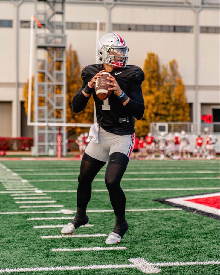 a football player is preparing to throw the ball