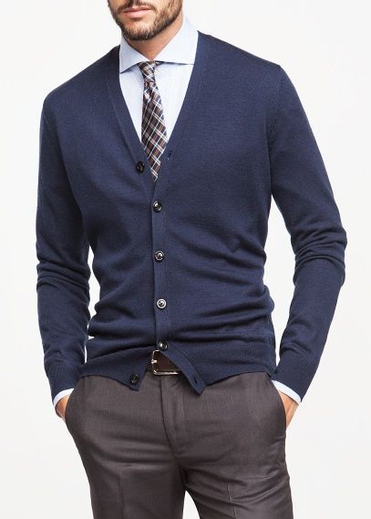 Mango Men, Upscale Casual, Terno Slim, Henry Ford, Mens Cardigan, Mango Man, Blue Cardigan, Blue Sweater, Cardigan Fashion