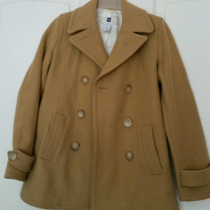 Gap Pea Coat, Nwot! Classic Gap Outerwear With Buttons, Gap Winter Outerwear In Solid Color, Gap Winter Outerwear With Buttons, Gap Outerwear For Fall, Gap Long Sleeve Outerwear With Buttons, Gap Long Sleeve Buttoned Outerwear, Gap Beige Long Sleeve Outerwear, Gap Beige Outerwear For Fall, Beige Gap Outerwear For Fall