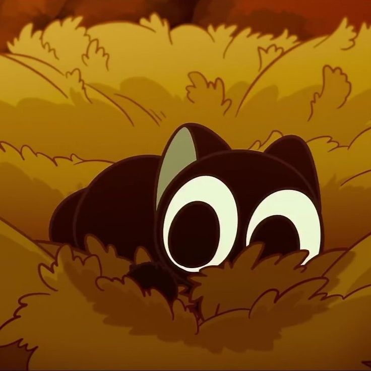 a cartoon cat laying on top of a pile of hay with eyes wide open and one eye partially closed