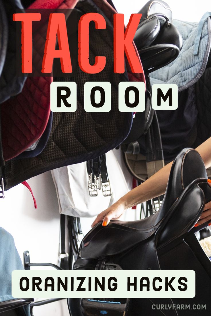 a pile of backpacks sitting next to each other with the words tack room organizing hacks