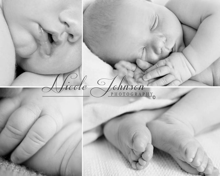 four photos of a baby sleeping and smiling