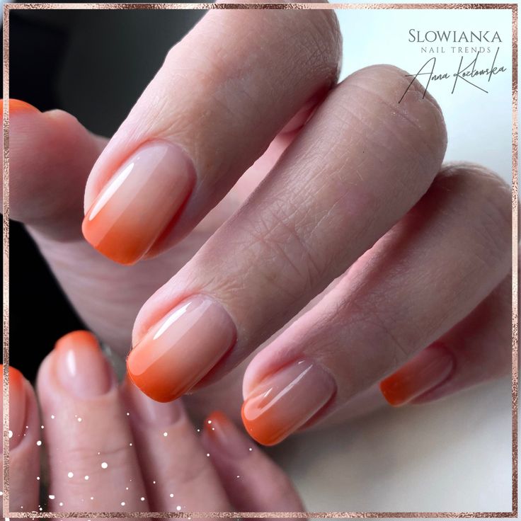 Orange Tips Short Nails, Rust Ombre Nails, Orange Fade Nails, Ombre Autumn Nails, Ombré Orange Nails, Burnt Orange Ombre Nails, Ombre Orange Nails, Pumpkin Orange Nails, Ombre Nails Orange