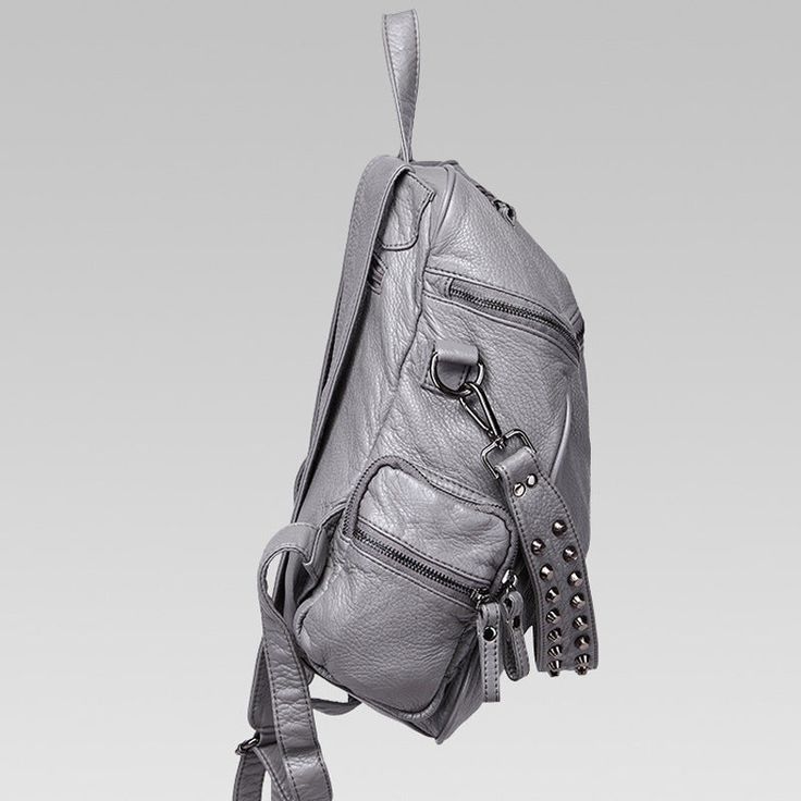 Features: Style:Casual Occasion: Daily Material:PU Leather Size: 12.6"*4.7"*14.6" Pattern: Rivet Design Type: Casual Backpack Season:Four Seasons Casual Leather Backpack For Fall, Casual Fall Backpack, Casual Leather Backpack For Daily Use In Fall, Casual Leather Backpack For School In Fall, Casual Fall Backpack Shoulder Bag, Casual Leather Backpack With Zipper Pocket, Casual Soft Leather Shoulder Backpack, Casual Soft Leather Backpack, Casual Leather Backpack With Adjustable Strap