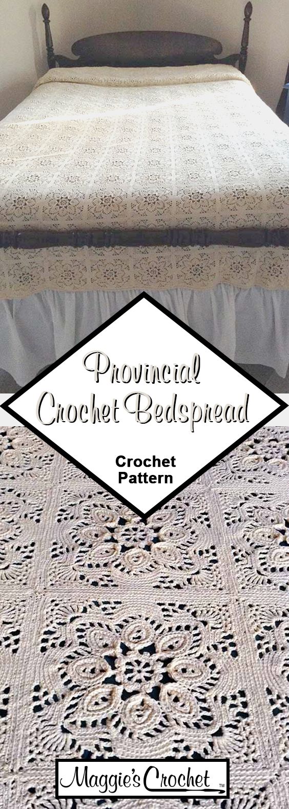 a crocheted bedspread is shown with the words, provincial crochet bed spread