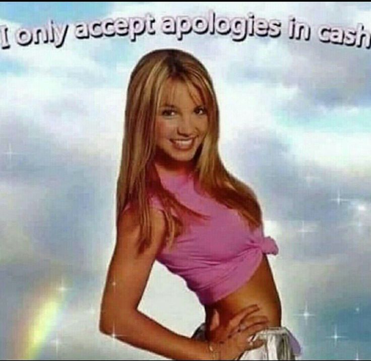 a woman in a pink top is posing for a picture with the caption only accept apologies in cash