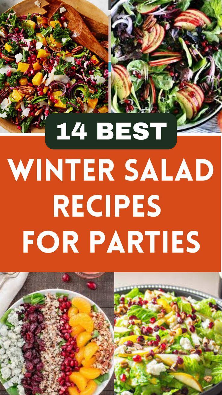 14 Winter Salad Recipes - Grill Cuisines Best Party Salad Recipes, Veggie Side Salad Recipes, Meal Sized Salads, Not Boring Salads Healthy Recipes, Salads For Tea Party, Salad Recipes For Side Dish, Yummy Green Salads, Best Dinner Salad Recipes, Really Good Salad Recipes