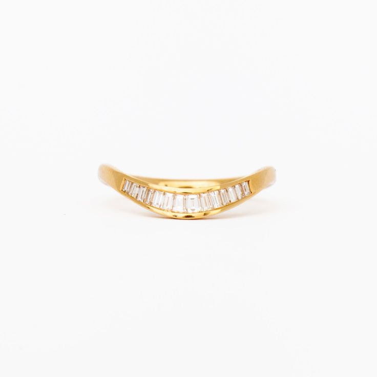 Curved Wedding Band With Baguettes, Curved Channel Set Wedding Band, Curved Band Ring, Channel Wedding Band And Engagement Ring, Curved Baguette Wedding Band, Curved Gold Wedding Band, Curved Wedding Band For Oval Ring, Wedding Band And Engagement Ring Set, Baguette Rings