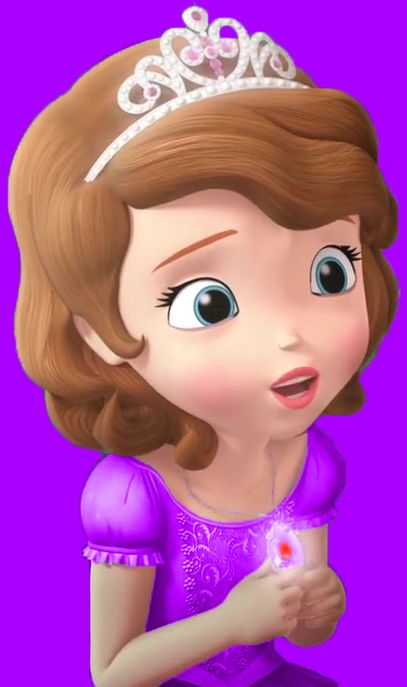 a cartoon girl in a purple dress with a tiara