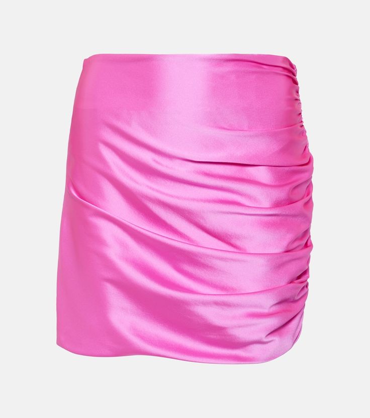 Ruched Silk Charmeuse Miniskirt in Pink - The Sei | Mytheresa Pink Silk Skirt, Silk Mini Skirt, Blue Crafts, Ruched Skirt, Silk Charmeuse, Leather Mini Skirts, Silk Skirt, Pink Silk, Pink Fabric