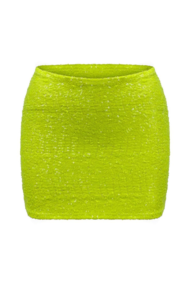 Quinn Skirt Key Features: Eye-catching chartreuse shade Sequin detailing for added texture Mini length with step-in stretch design Made in the USA Details: Add a pop of neon to your wardrobe with the Quinn Sequin Skirt! This vibrant chartreuse mini skirt features fun sequin detailing and a comfortable step-in stretch design, eliminating the need for a zipper. Pair it effortlessly with the Sherry Sheer Bodysuit for a perfectly coordinated ensemble. Content + Care: Dry clean only. Size + Fit: Chec Neon Bottoms For Summer Party, Green Stretch Mini Skirt For Night Out, Stretch Green Mini Skirt For Night Out, Green Stretch Pencil Mini Skirt, Green Stretch Mini Skirt With Lined Skirt, Green Mini Skirt For Night Out, Green Lined Skirt For Party, Green Lined Mini Skirt For Night Out, Yellow Mini Skirt For Party