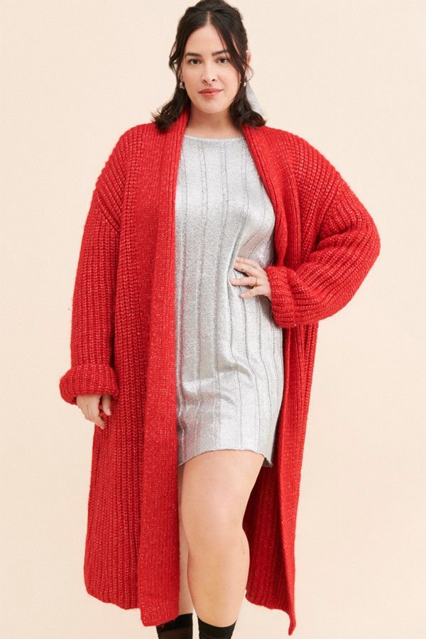 Rent Karine Oversized Knit Cardigan from Nuuly. Pick 6 items for $98/month. Free shipping + returns. Statement Sweaters, Coordinated Sets, Thrift Manifest, Oversized Knit Cardigan, Sweaters Cardigan, Elevated Basics, Red Cardigan, Oversize Knit, Long Sweaters Cardigan