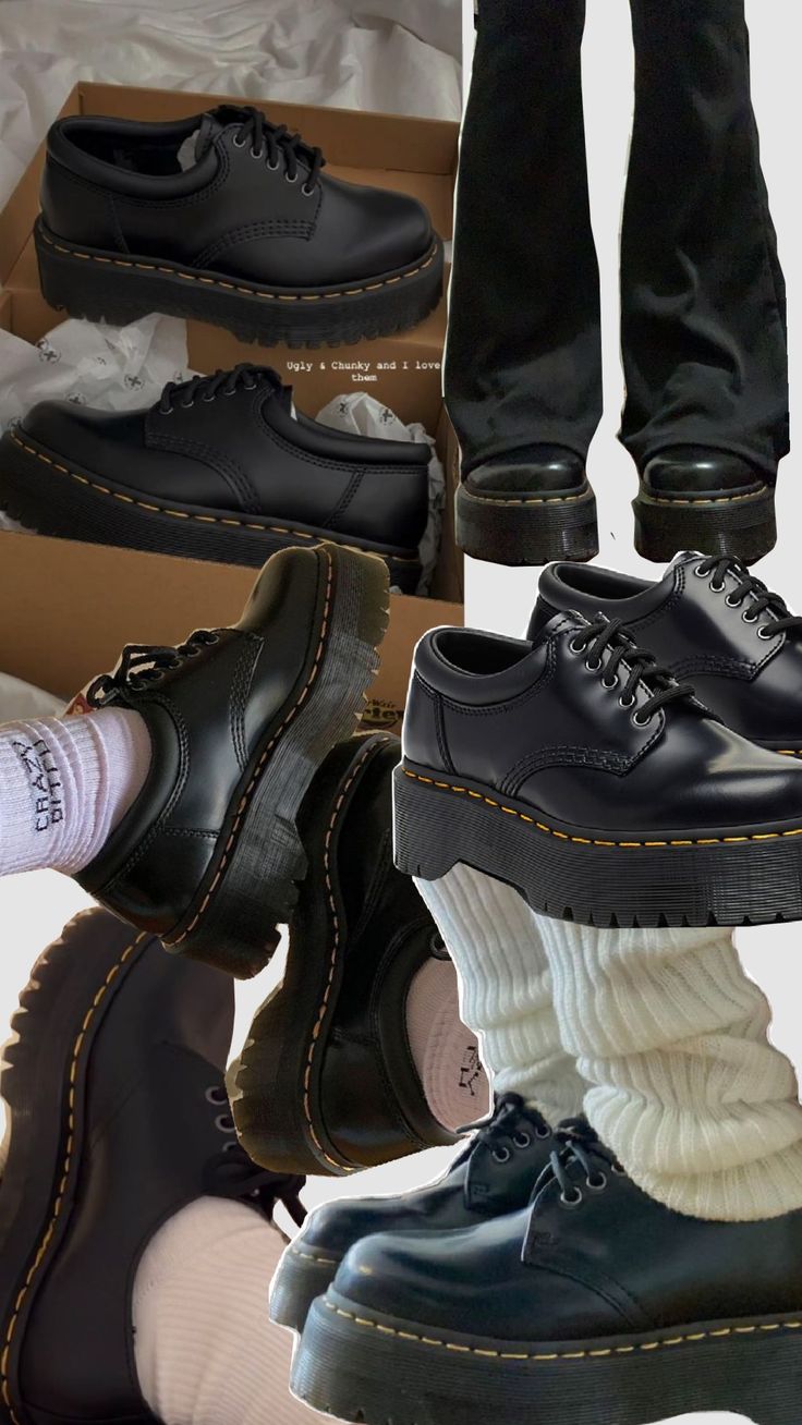 Doc Martens 8053 Quad Platform Shoes Low Rise Platform Docs, Doc Marten Socks, Doc Martens 8053 Quad, Shoes Downtown Girl, Doc Martens Outfit Women, 8053 Dr Martens Outfit, Docs Aesthetic, Doc Martens 8053, Low Doc Martens Outfit