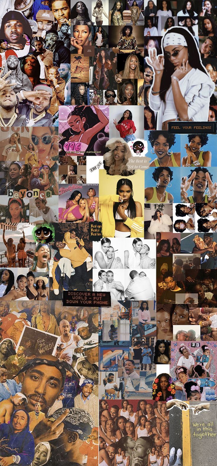 a collage of black women with different pictures and words on them, including one woman's face