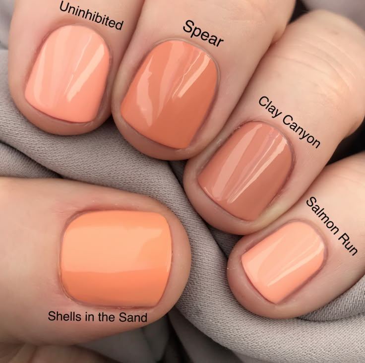 Orange Shellac Nails, Orange Nail Polish Colors, Coral Nail Color, Coral Nail Ideas, Coral Gel Nails, Ongles Gel Violet, Cnd Shellac Colors, Coral Nail, Shellac Nail Colors