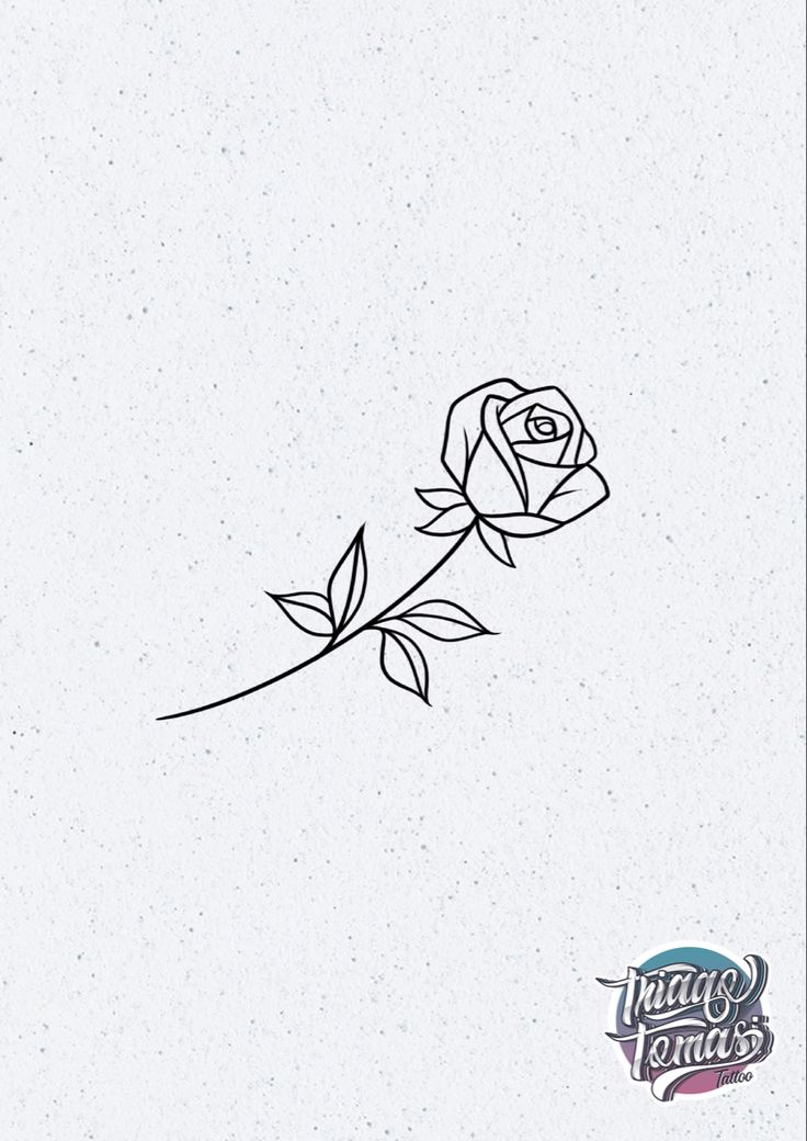 a drawing of a single rose on a white background